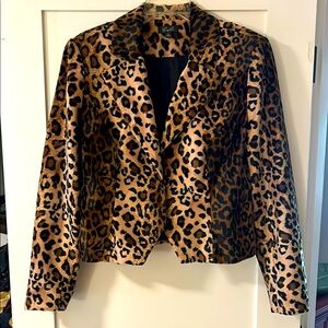 Camille La Vie Leopard Print Velvet  Cropped Jacket